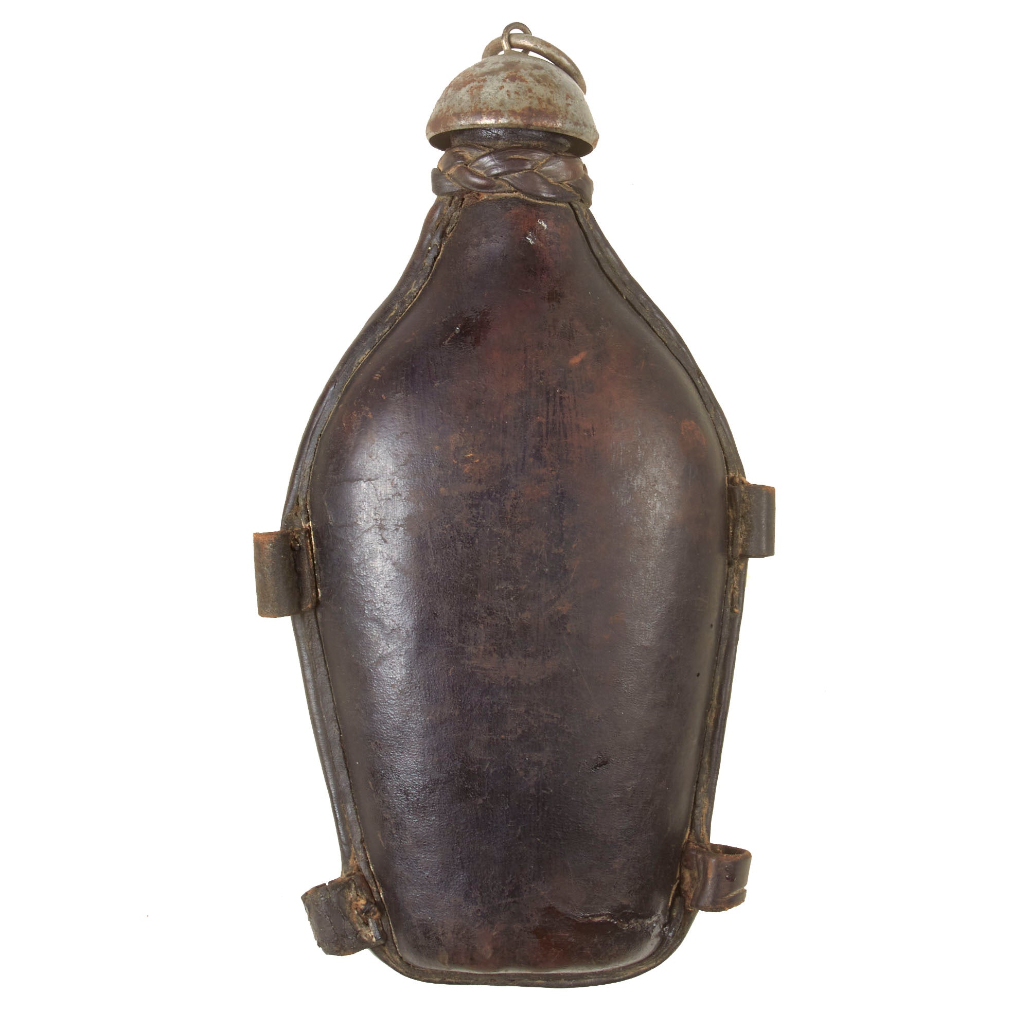 Original Swiss M1881 Leather-Covered Glass Canteen with Retained