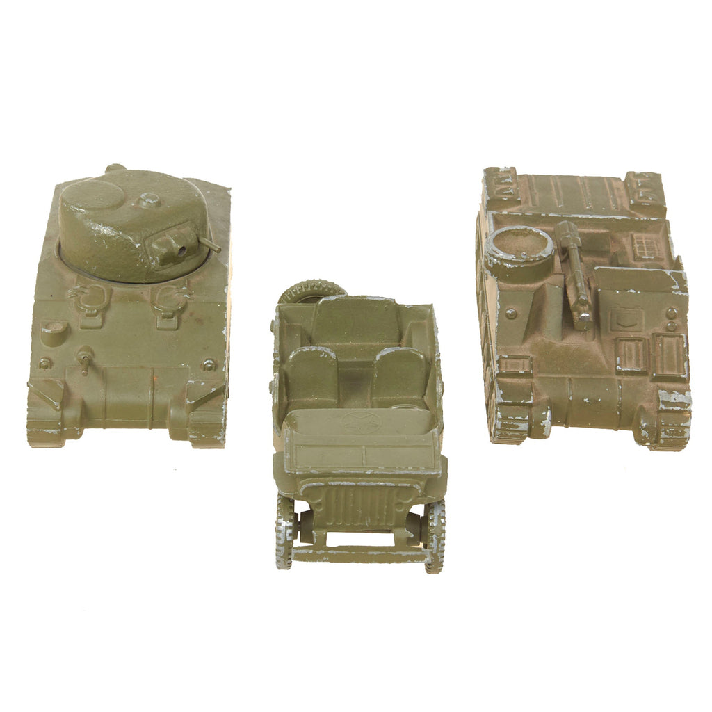 Original U.S. WWII Vehicle Identification Model Set with Willys MB “Jeep”, Sherman, and M7 Priest Original Items