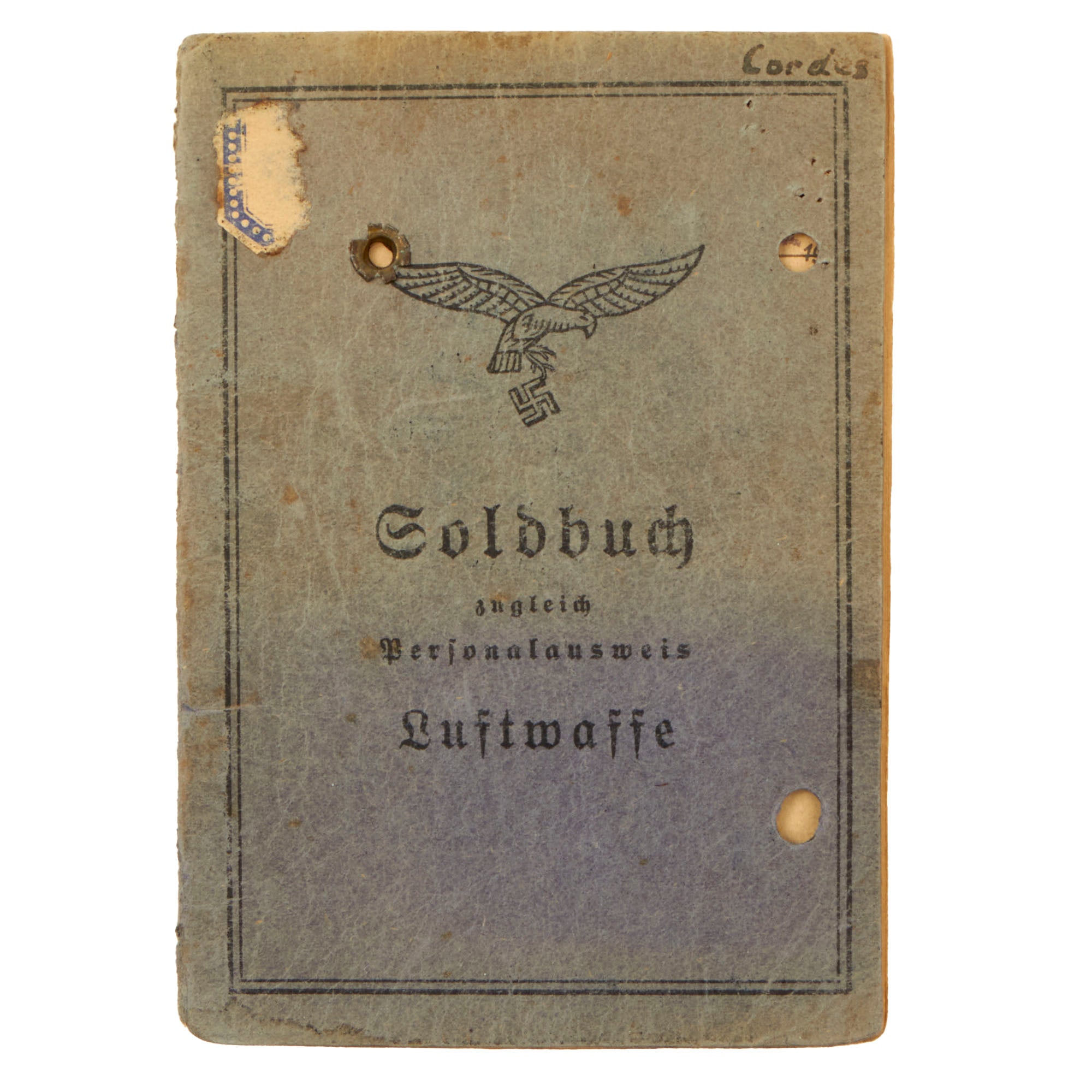 Original German WWII Luftwaffe Soldbuch Soldier Identity & Pay