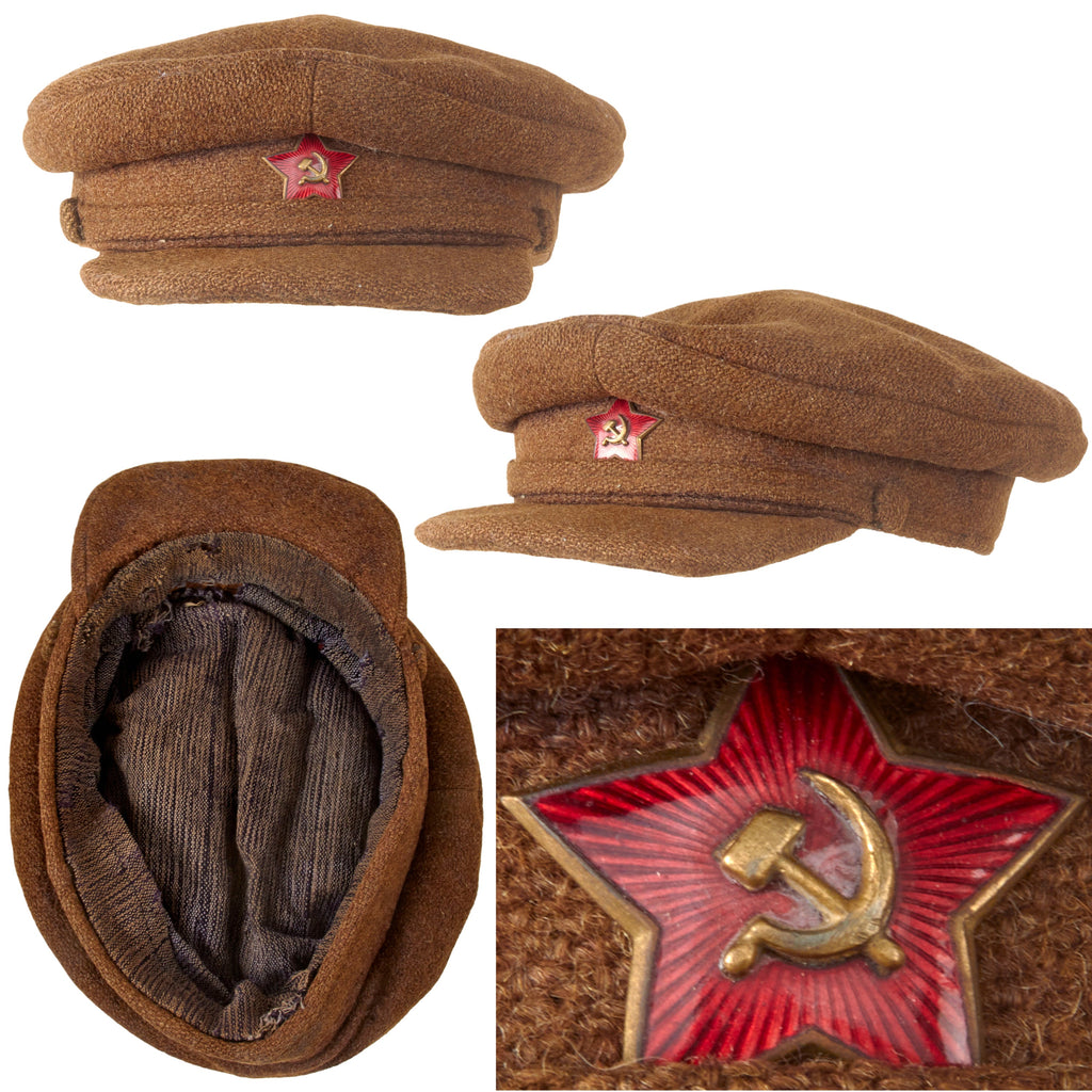 Original Soviet WWII Red Army M1924 Peaked Visor With Enamel Cap Device Original Items