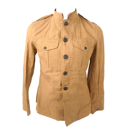 Original U.S. WWI U.S.M.C. Named P1912 Marine Corps Khaki Summer Uniform Tunic - Frank C. Bowers Original Items