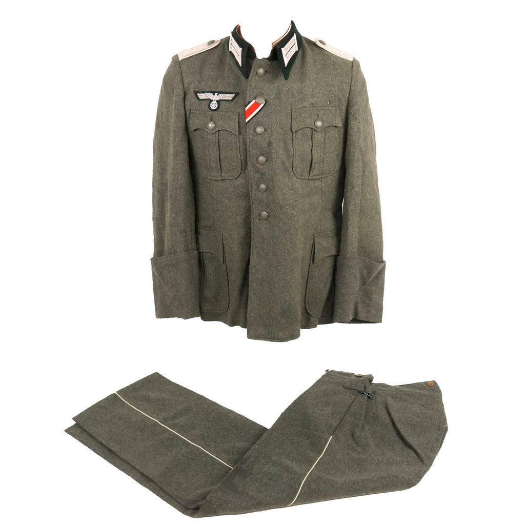Original German WWII Heer Infantry Leutnant's M36 Field Uniform Tunic with Infantry Piped Trousers Original Items