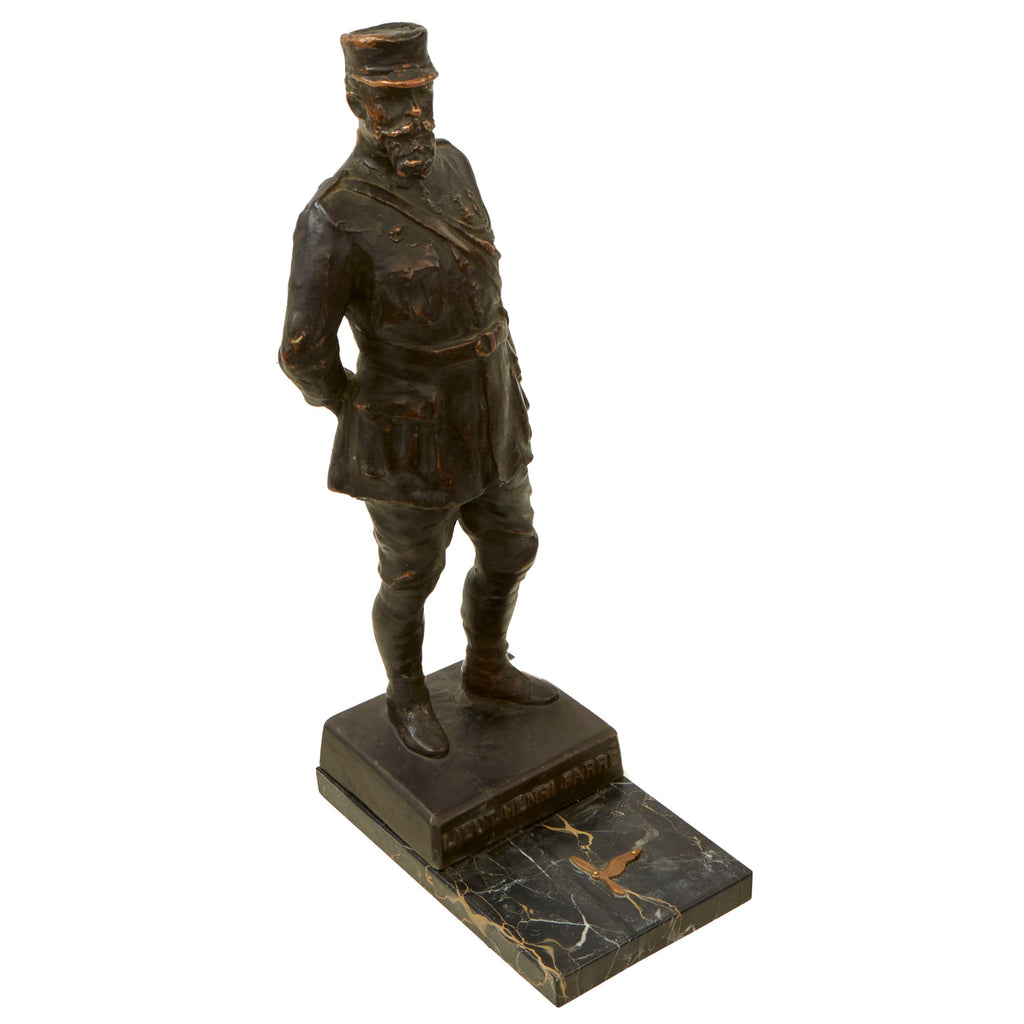 Original French WWI Bronze of Aerial Ace & Artist Lieutenant Henri Farré with Marble Base Original Items