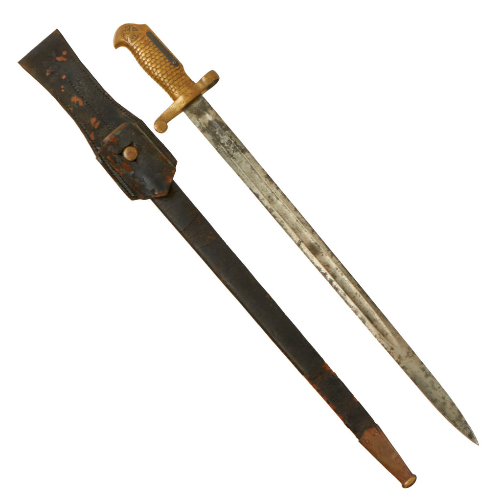 Original U.S. Navy M-1870 Type 2 Brass Hilted Bayonet with Scabbard & Frog by Ames - Dated 1870 - M1870 Rolling Block Original Items