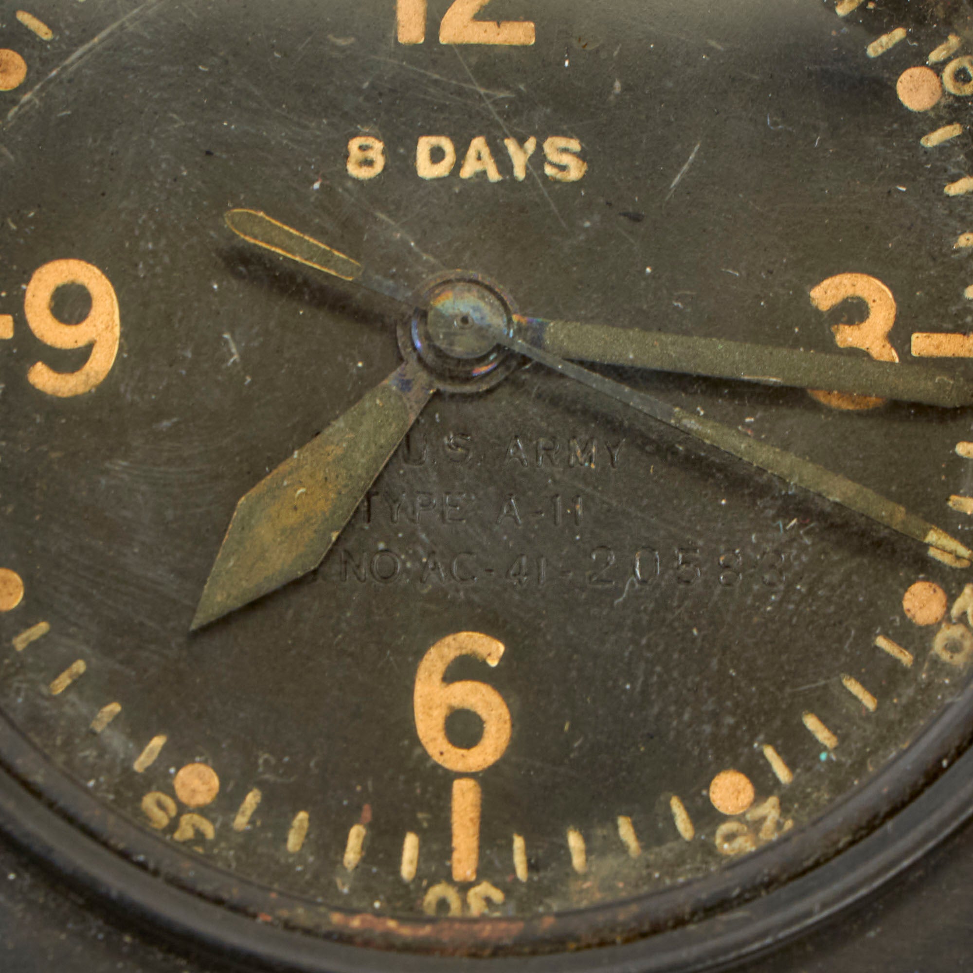 Original U.S. WWII Army Air Force A-11 8 Day Cockpit Clock by