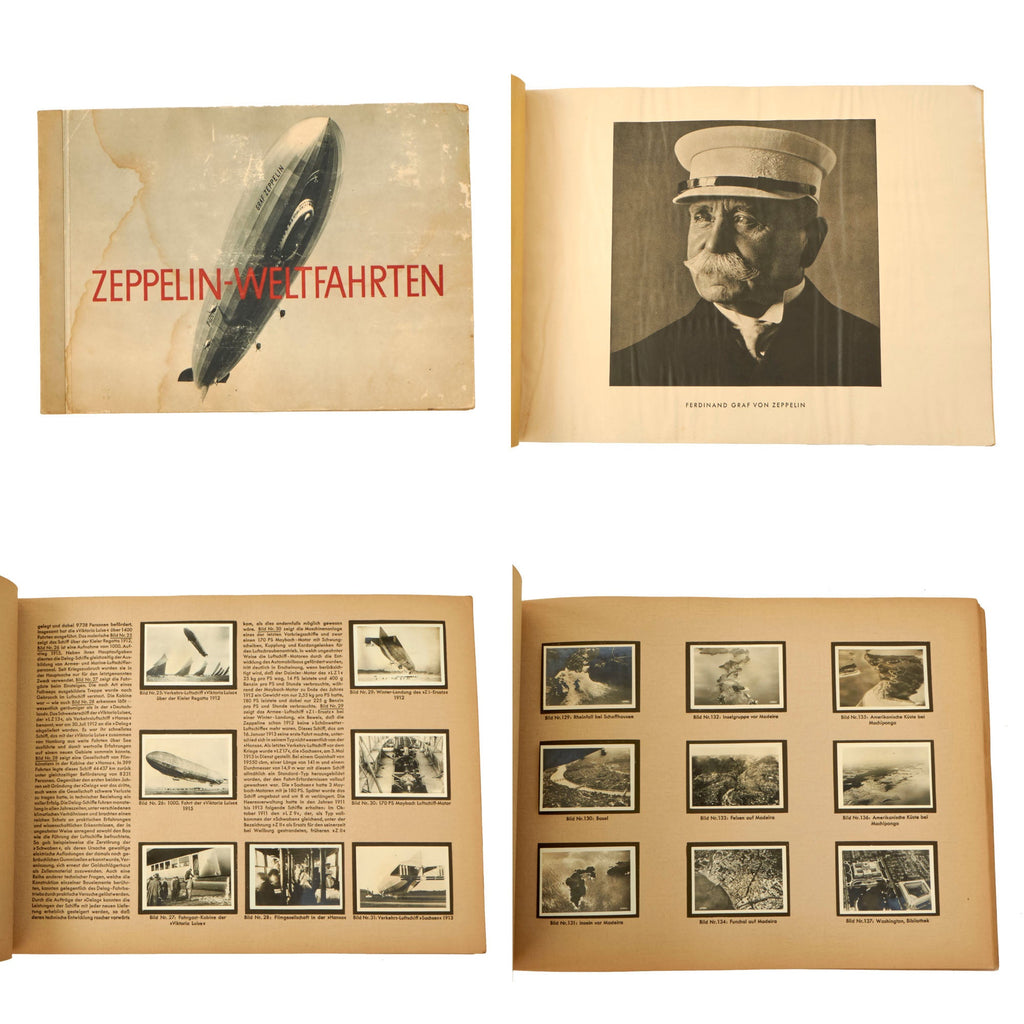 Original German Pre WWII 1932 Edition "Zeppelin-Weltfahrten" Zeppelin World Tour Cigarette Card Album with Pictures Original Items