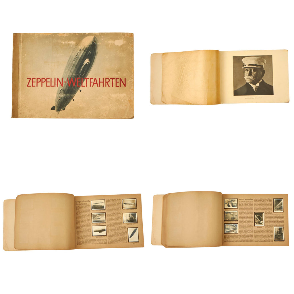 Original German Pre WWII 1932 Edition "Zeppelin-Weltfahrten" Zeppelin World Tour Cigarette Card Album with Pictures Original Items