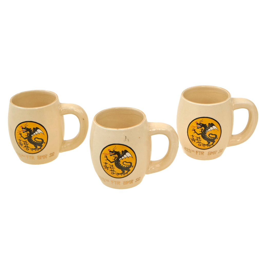 Original U.S. Korean War 429th Fighter Bomber Squadron “Black Dragons” Mugs - Lot of Three Original Items
