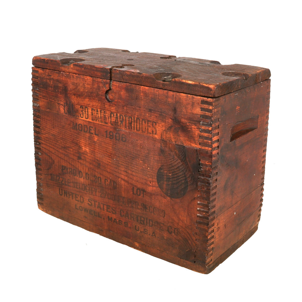 Original U.S. WWI Small Arms M1906 .30cal Ball Cartridge Model 1917 Wooden Ammunition Crate by United States Cartridge Co. Original Items