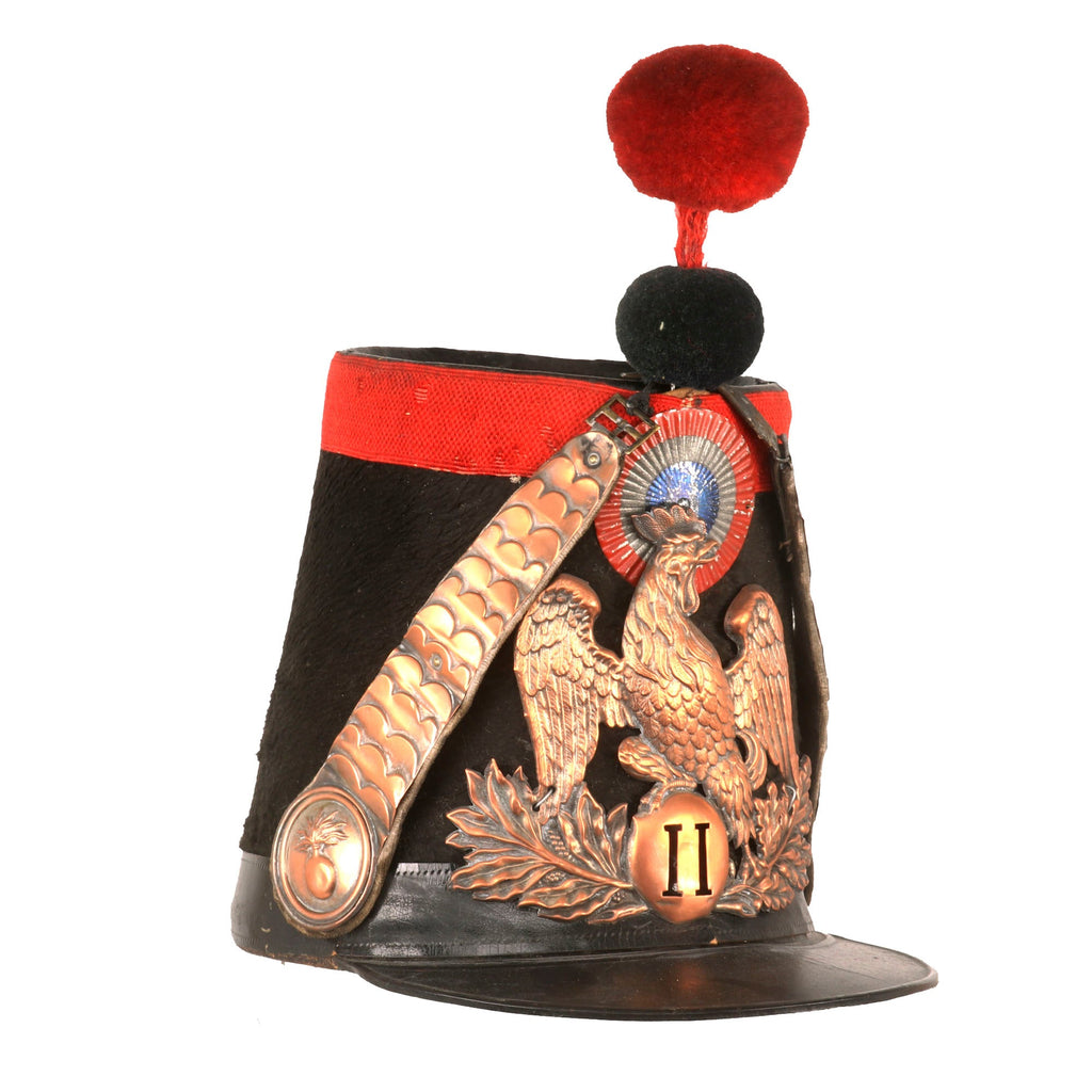 Original French 2nd Empire Pattern 1845 II National Guard Officer’s Shako with Chinscales & Pomme Original Items