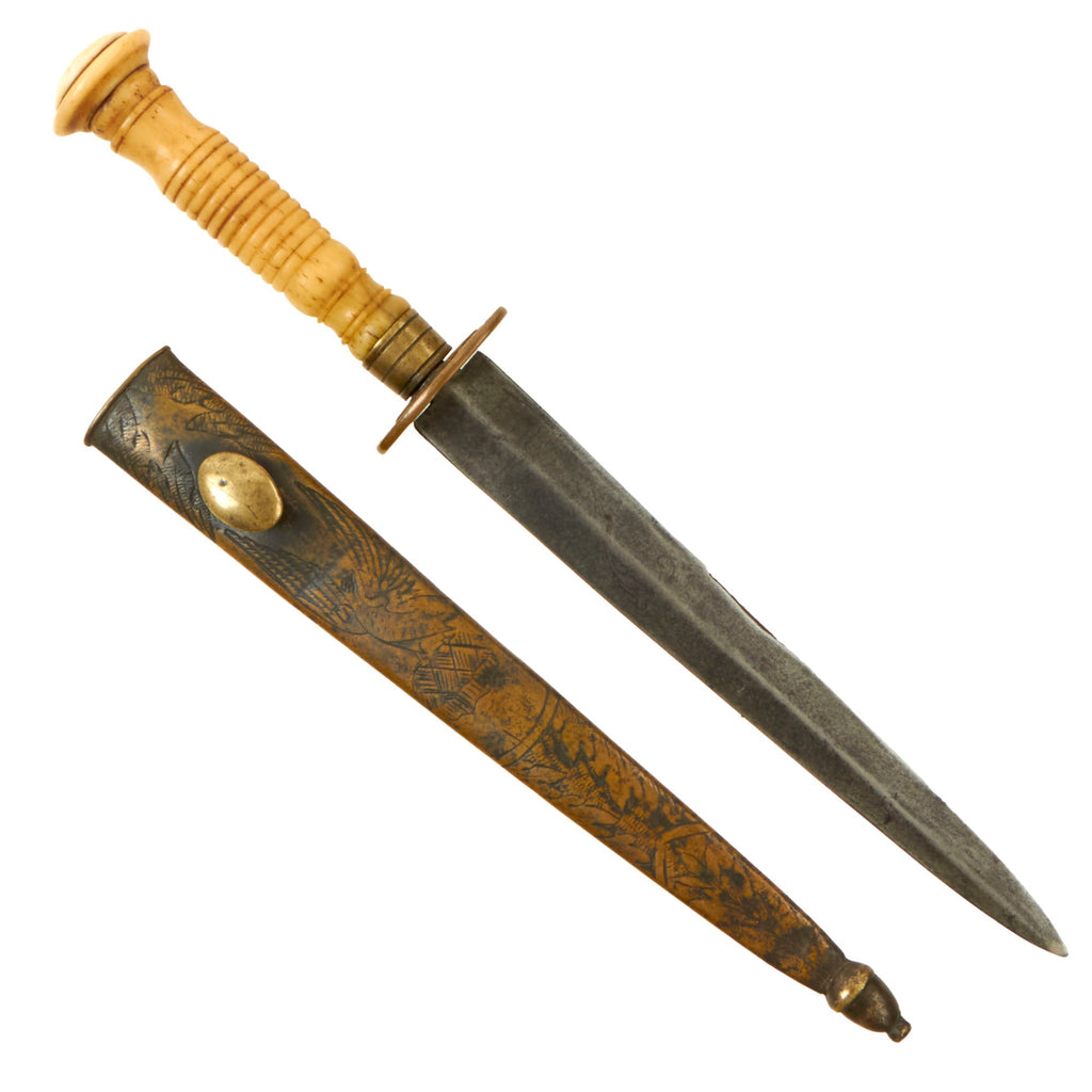 Original U.S. War of 1812 Naval Midshipman’s Dirk with Ivory Handle & Engraved Federal Eagle Motif on Scabbard Original Items