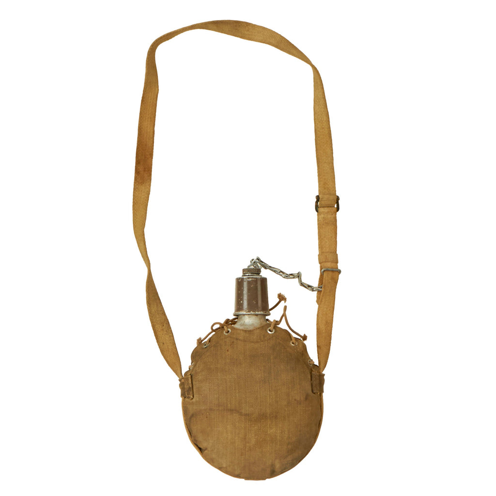 Original Imperial Japanese WWII Special Naval Landing Forces Canteen with Canvas Cover & Strap Original Items