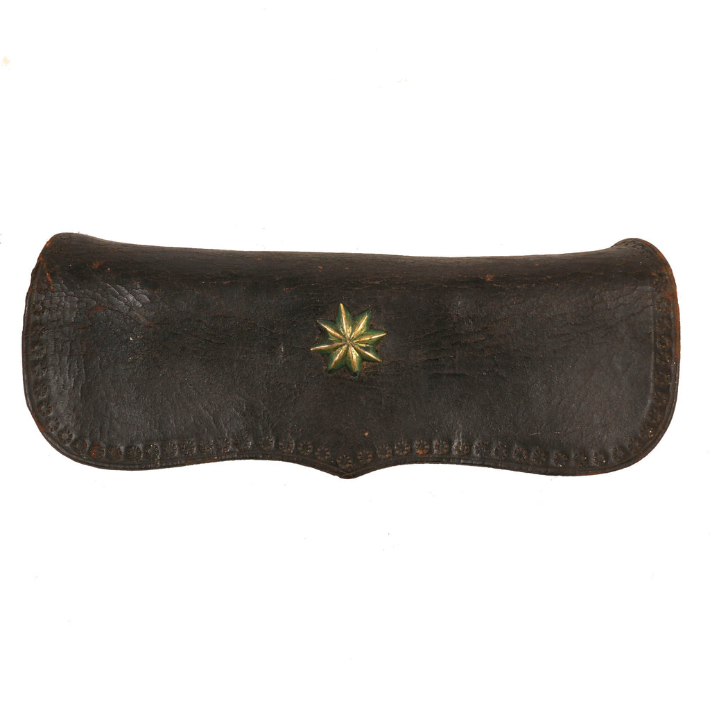 Original U.S. American Revolution / War of 1812 Era American Cartridge Box with Detached Rosette & Wooden Insert Original Items