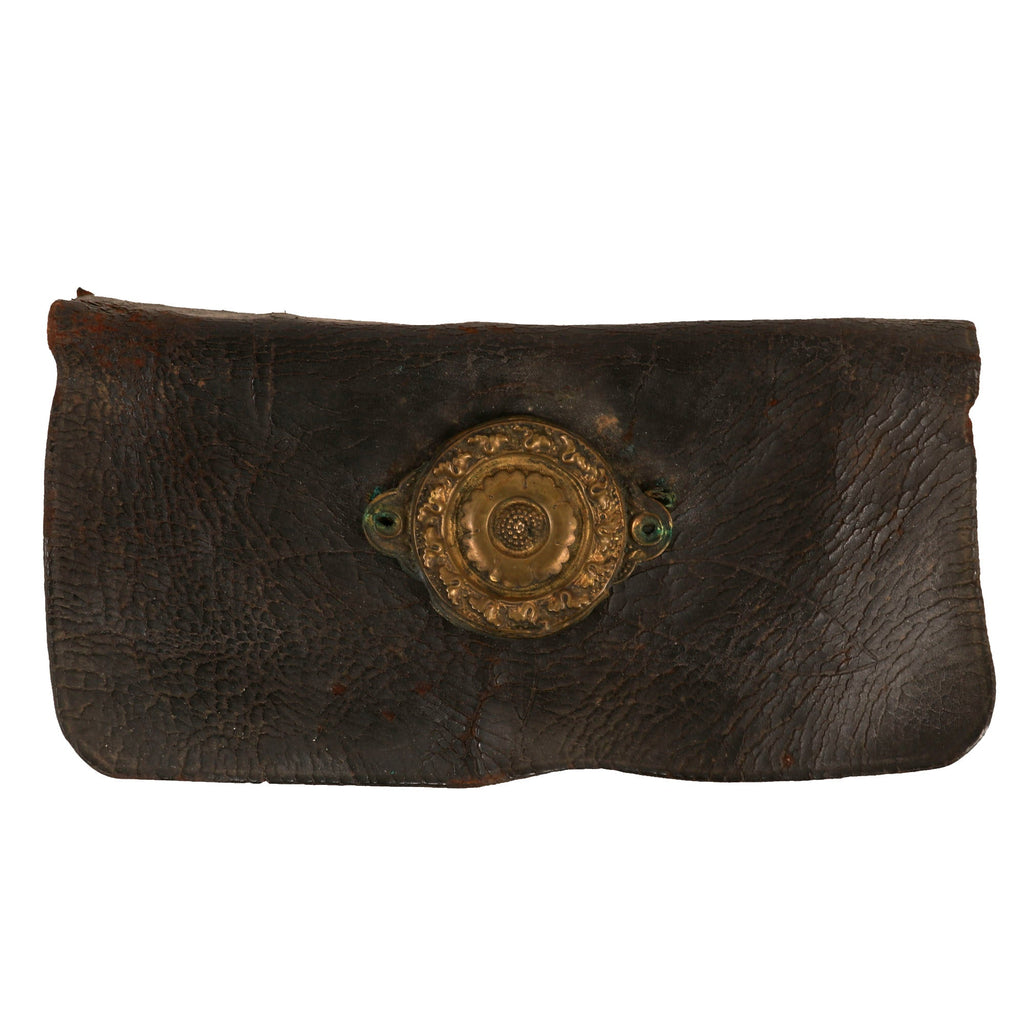 Original U.S. American Revolution / War of 1812 Era American Cartridge Box with Detached Rosette & Wooden Insert Original Items