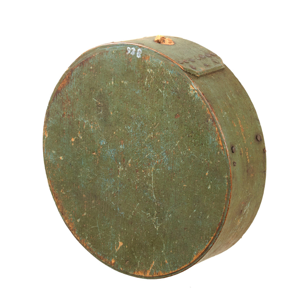 Original U.S. American Revolutionary War Era Cheesebox Canteen with Original Green Paint & Stuck Cork Original Items