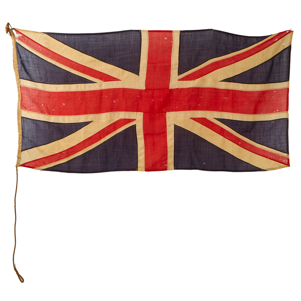 Original British Mid-19th Century Union Jack Multi-Piece Wool Flag with Halyard - 34 x 70” Original Items