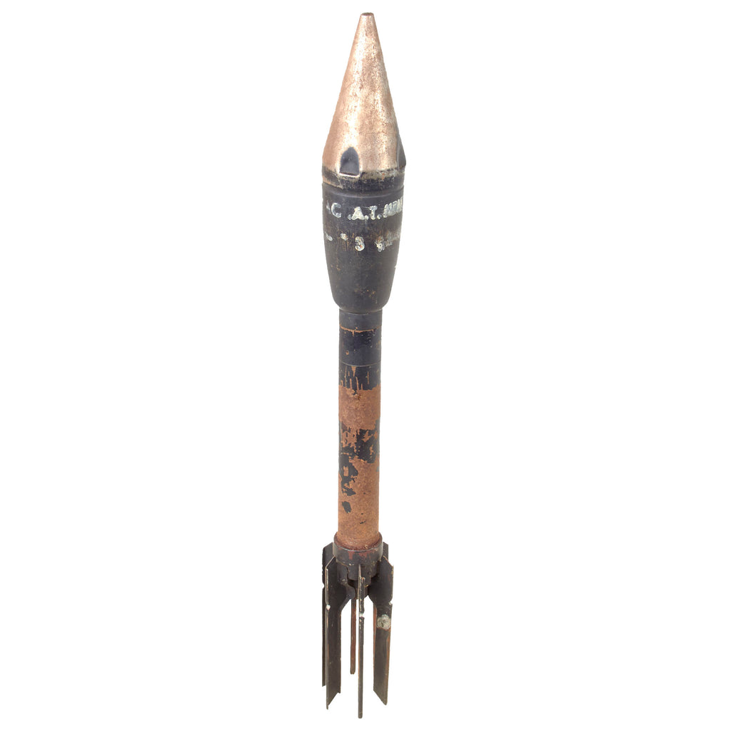 Original U.S. WWII M7A1 Anti-Tank Practice Rocket for the M1 and M1A1 2.36 Inch Bazooka Launcher - Inert - Dated 1944 Original Items