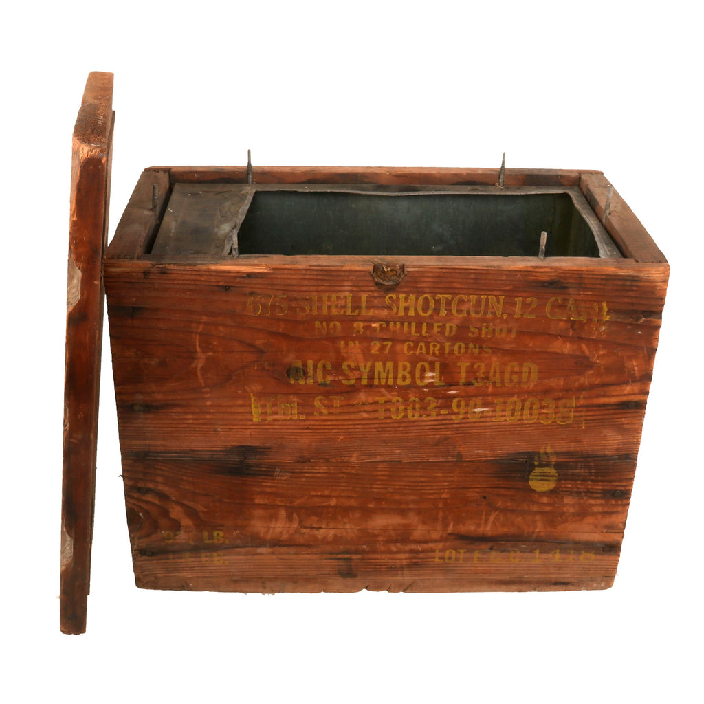Original WWII U.S. Army Wooden Shotgun T3AGD 12 Gauge No.08 Chilled Shot M1917 Ammunition Crate Original Items