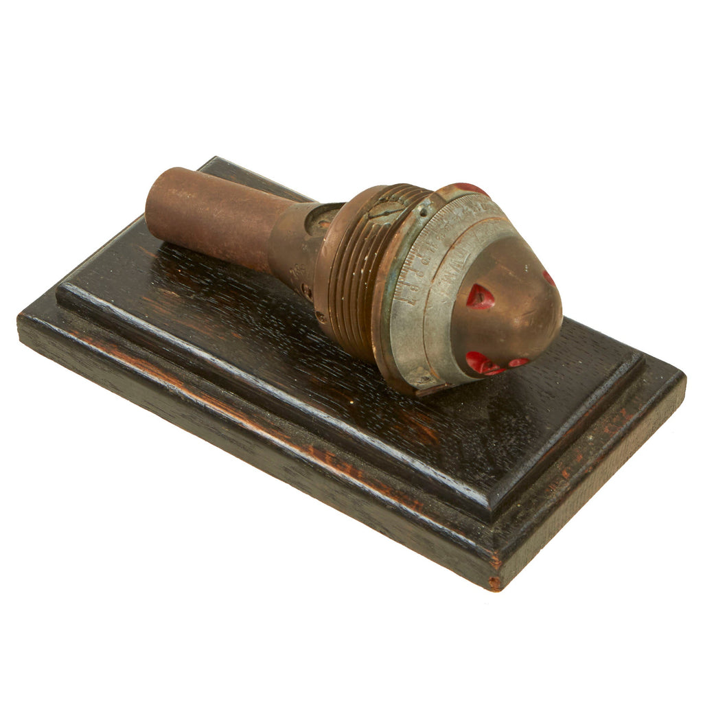 Original German WWI Artillery Percussion Fuze on Display Plaque Original Items