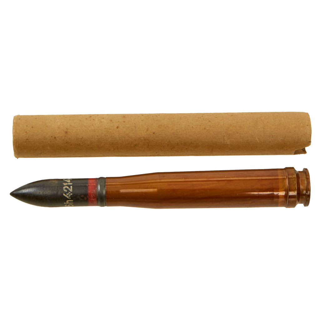 Original German WWII Inert 20mm 20×138 FlaK AP Armor Piercing Incendiary Phospherous Round with Shipping Tube Original Items