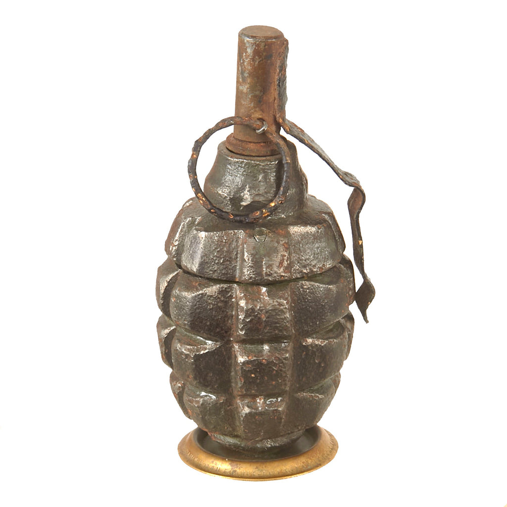 Original WWII Soviet Russian Inert Cut F1 Hand Fragmentation Grenade Turned Trench Art Ashtray with “Swivel” Hinge Original Items
