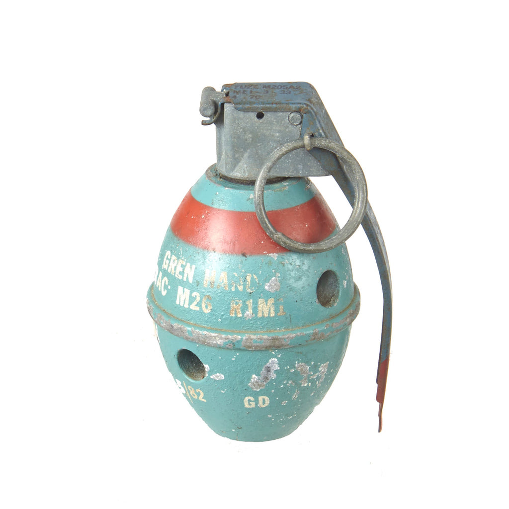 Original U.S. Vietnam War Era Rare M26 Lemon Practice Grenade with M205A2 Fuze - Inert Original Items