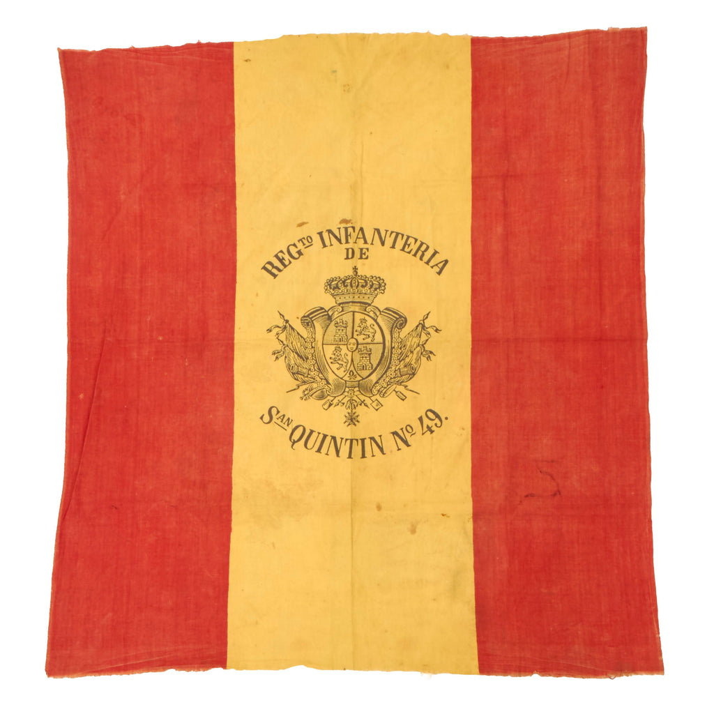 Original Spanish-American War Spanish Army San Quintin Regiment No. 49 Knapsack Flag - Fought in Cuba - 33 x 34½” Original Items