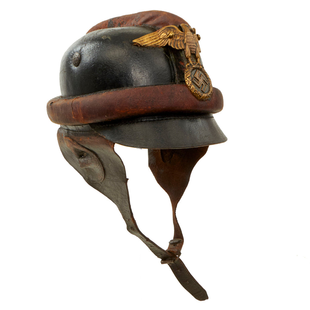 Original German WWII 1st Pattern NSKK Padded Leather Crash Helmet by C – International Military Antiques