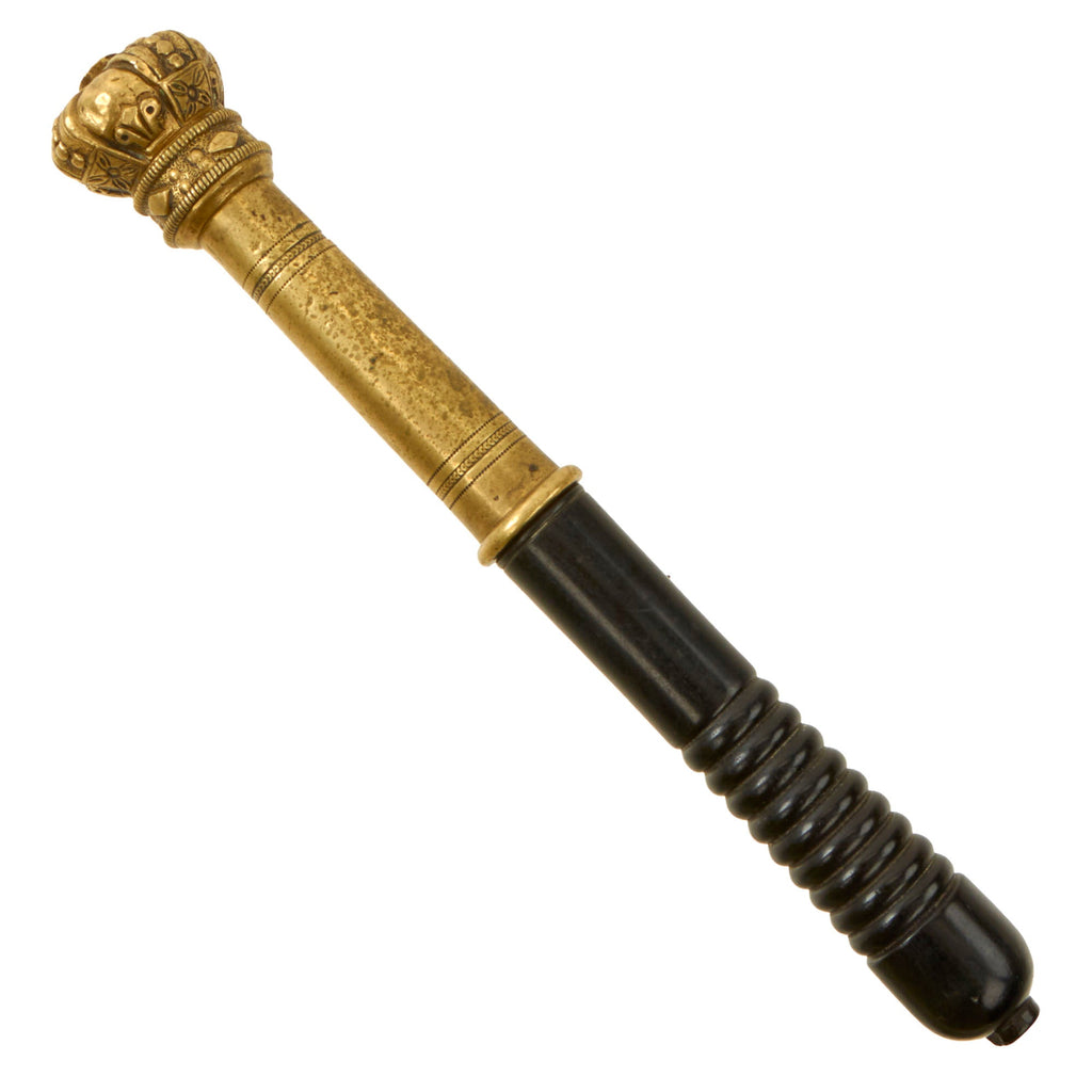 Original English 19th Century Crown Police Brass Truncheon with Ebony Handle Original Items
