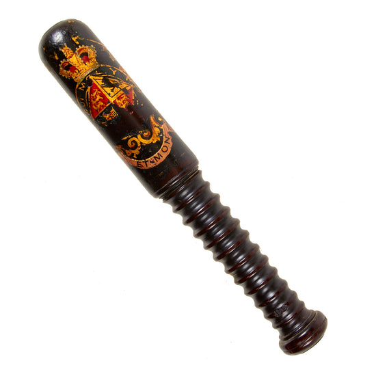 Original British Victorian Era Royal Coat of Arms Painted Bobby Police Truncheon - Circa 1880 Original Items