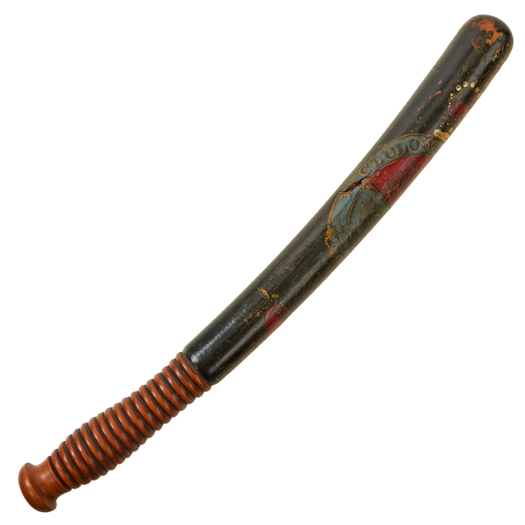 Original British Victorian Mounted Bobby Police Truncheon with Painted Heraldry & Monogram - Dated 1863 Original Items