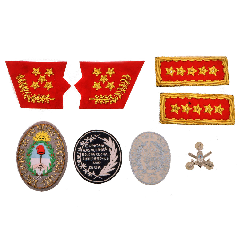 Original Chilean & Argentinian Cold War Pinochet Era Insignia Lot with General’s Boards & Collar Tabs with Patches & Argentinian Badge - Possible Mix of Original & Reproduction Items Original Items
