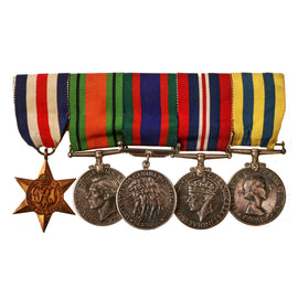 Original Canadian WWII & Korean War Medal Bar with Five Medals - Named