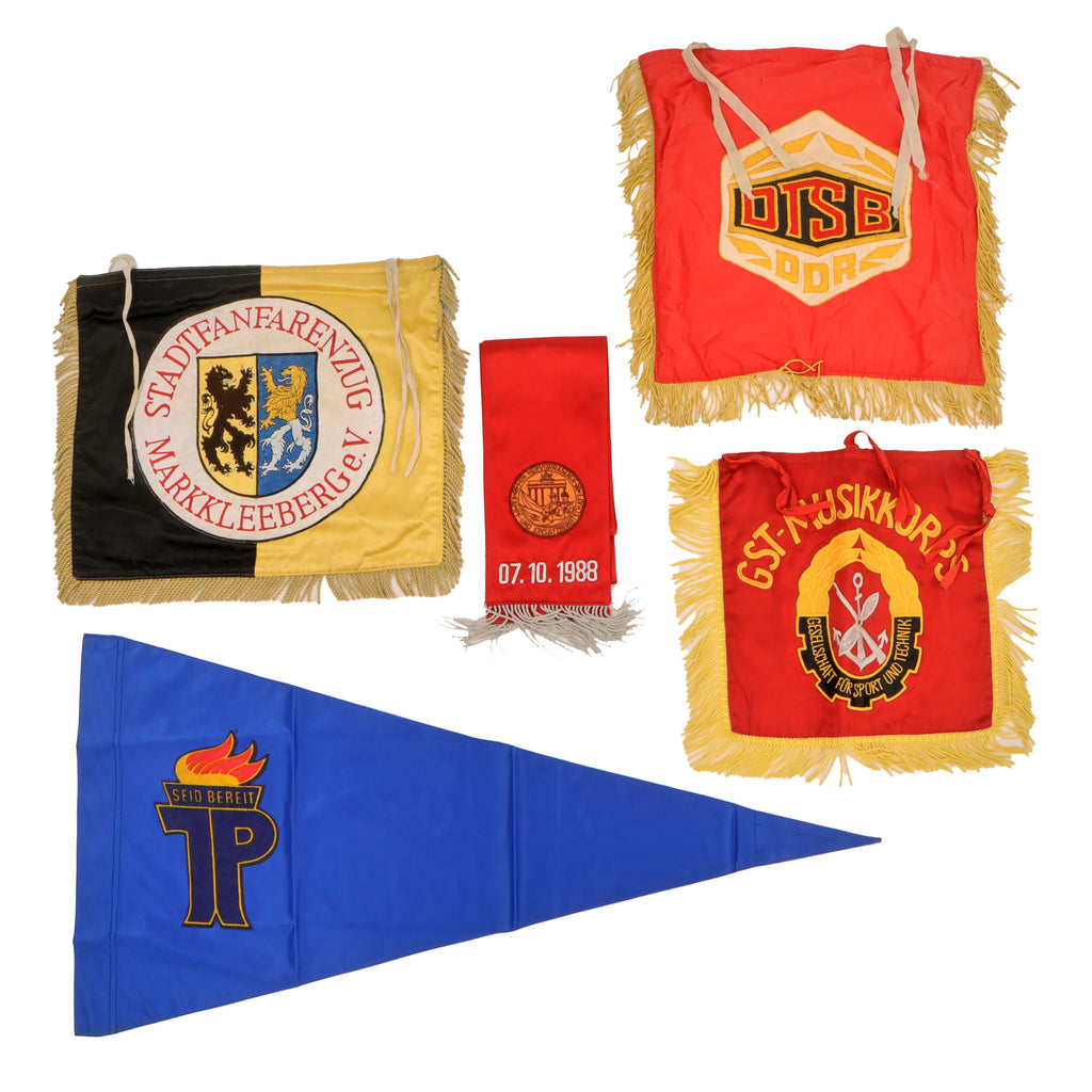 Original German Democratic Republic DDR Cold War School Trumpet Banner & Sash Lot - 5 Total
