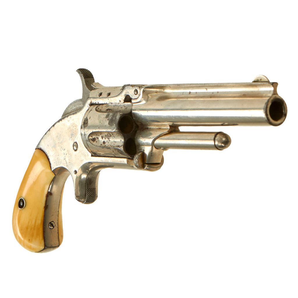 Original U.S. Antique Smith & Wesson Nickel Plated Model 1 ½ 2nd Issue .32 Rimfire Revolver with Ivory Grips - Serial 69600 Original Items