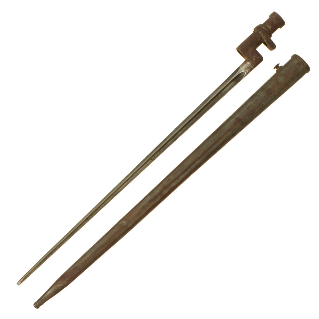 Original German-Captured WWI Russian 1891 Mosin-Nagant “Locking” Socket Bayonet Reissued in German Ersatz Scabbard Original Items