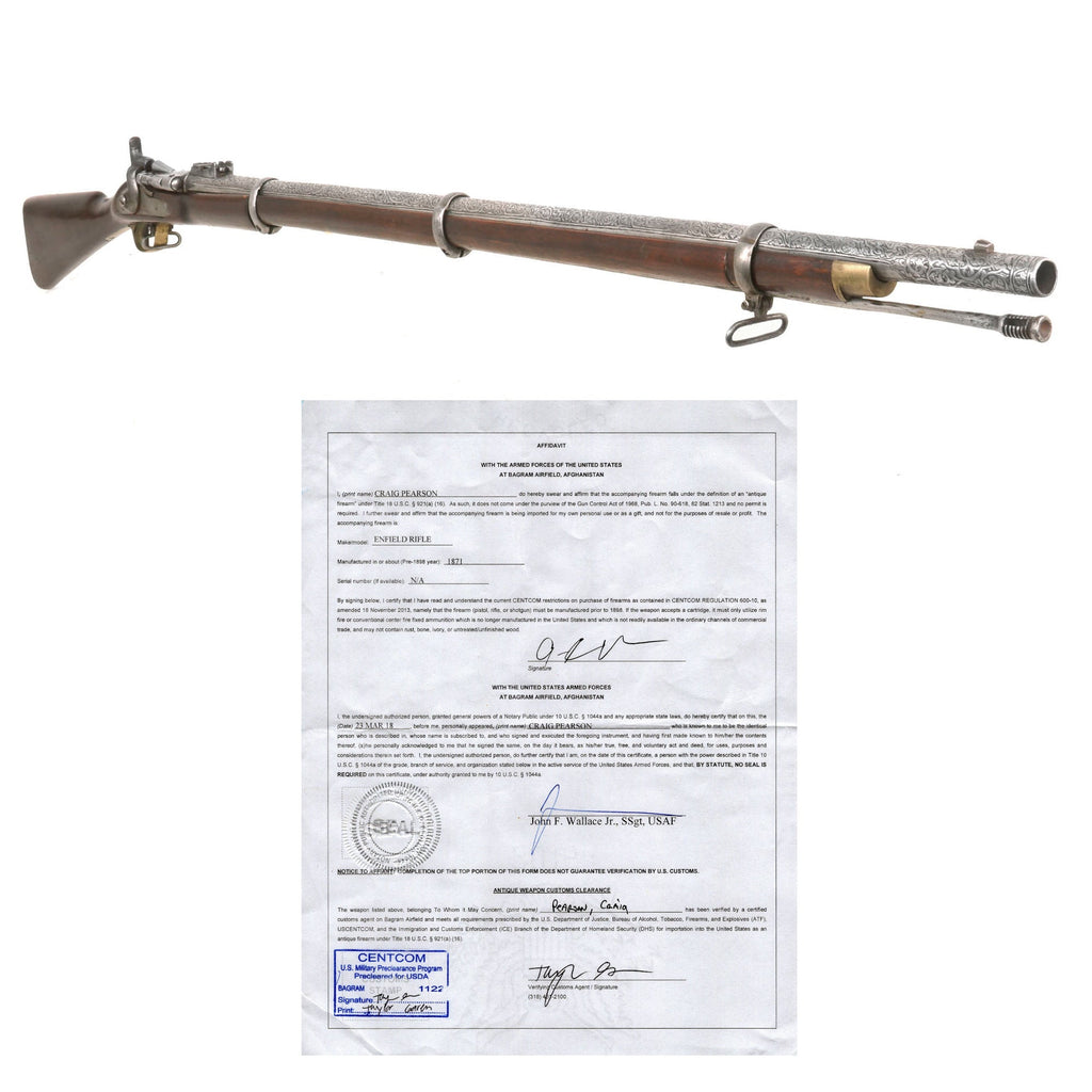 Original British P-1869 Snider-Enfield MkIII Rifle by Enfield dated 1871 with Engraved Barrel - Documented USGI Afghanistan Bring Back Original Items