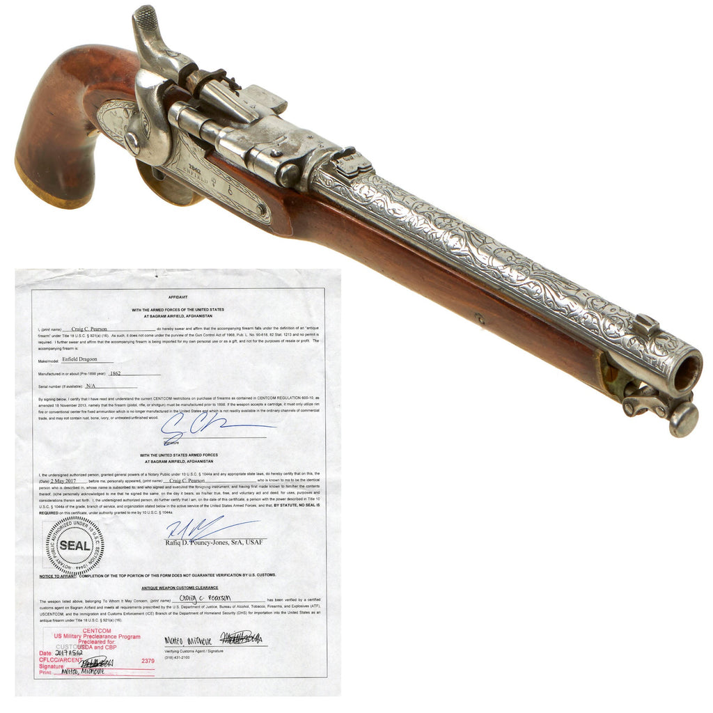 Original British P-1853 Enfield 3-Band Rifle Converted to Engraved Snider Mk.II* Pistol Dated 1862 - Documented USGI Afghanistan Bring Back Original Items