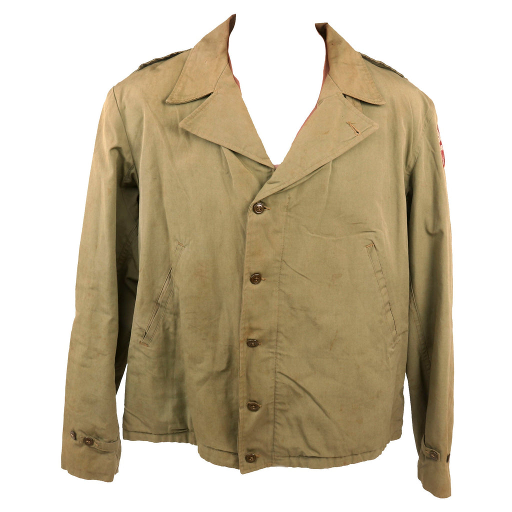 Original U.S. WWII M1941 Field Jacket with Period-Applied Army Airborne Command SSI & Laundry Number Original Items