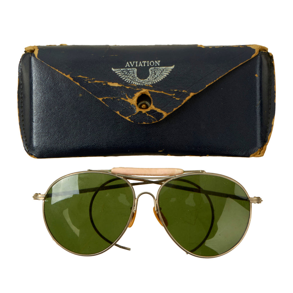 Original WWII USAAF Private-Purchase Aviator Sunglasses with Possibly Named Aviation Case Original Items