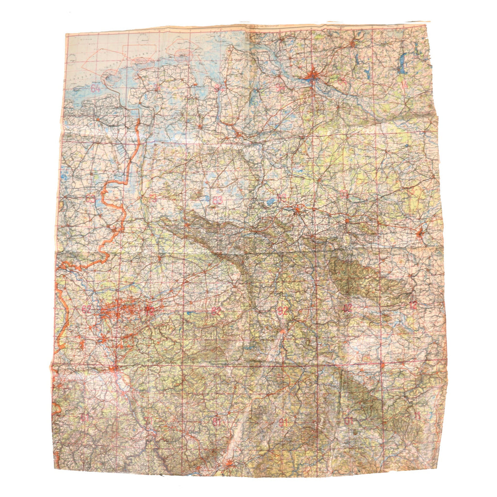 Original German WWII Luftwaffe Navigator Map of Germany with Tactical Markings in Grease Pencil - 31 x 35” Original Items