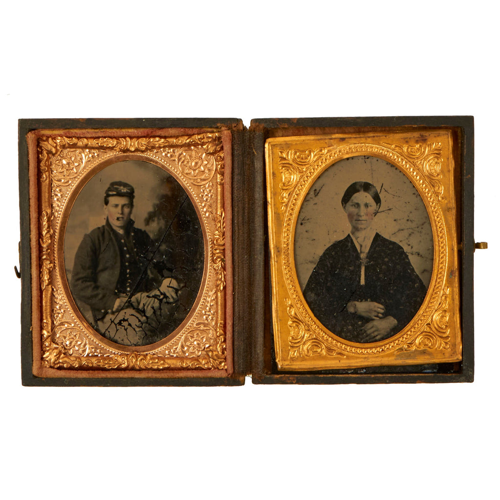 Original U.S. Civil War Federal Soldier & Wife Double Photo Ninth Plate Tintype Photographs Original Items