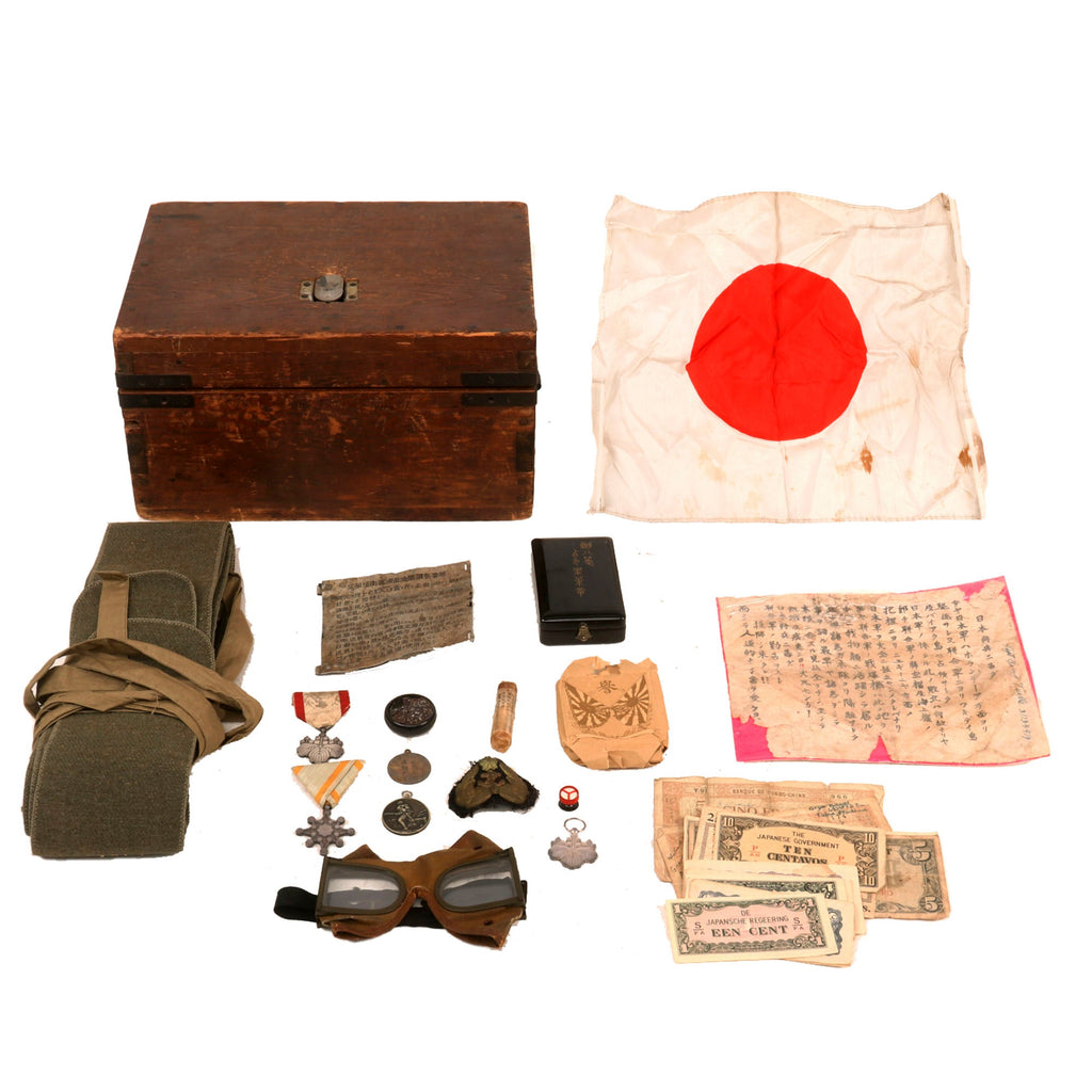 Original U.S. WWII AAF Captured Japanese Crate Ship Home Box Full of Souvenirs with Travel Diary & Latch from Japanese Plane - 418th Night Fighter Squadron Original Items