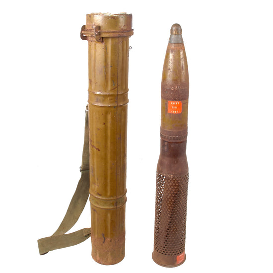 Original Vietnam War Vietnamese ChiCom Recoilless Rifle Round in Original Canister with U.S. EOD Inert Markings - Dated 1967 - Rare Original Items