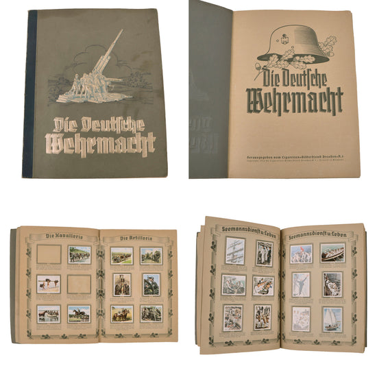 Original German WWII Die Deutsche Wehrmacht 1936 German Cigarette Card Album - 240+ Photos Present Original Items