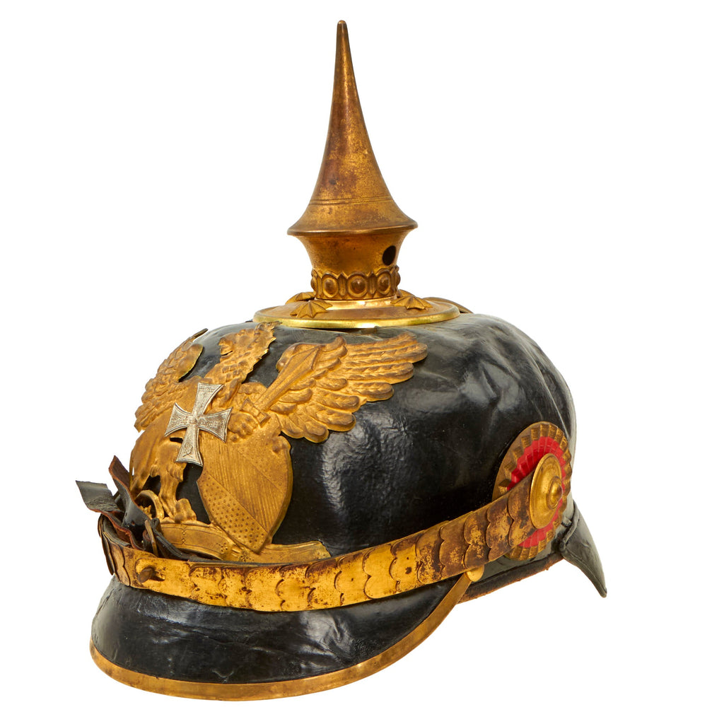 Original WWI Imperial German Baden Complete M1895 Landwehr Reserve Infantry Officer’s Pickelhaube Spiked Helmet - Size 55