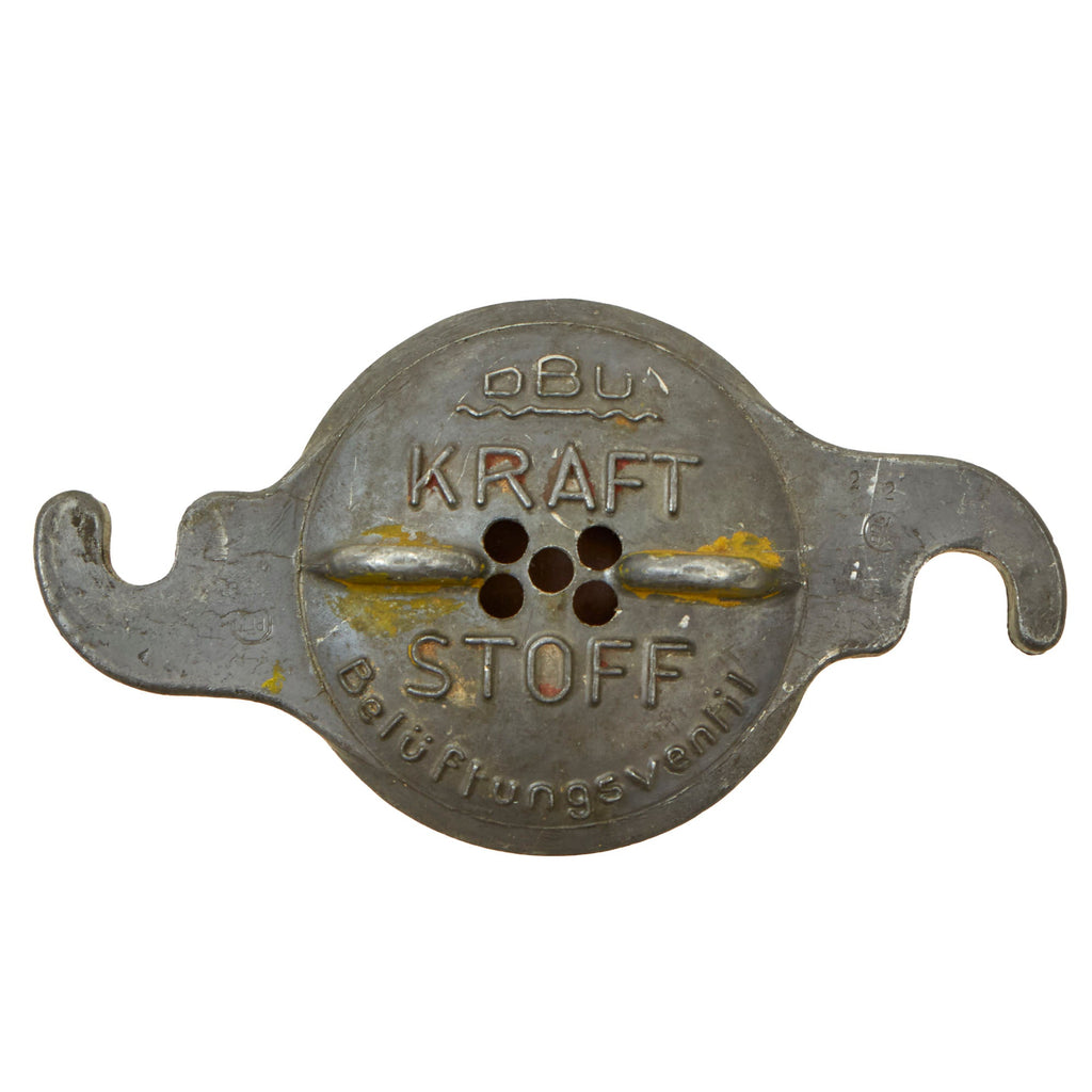 Original German WWII Luftwaffe Vented Fuel Filler Cap Used on Messerschmidt Bf109 & Focke-Wulf Fw190 Original Items