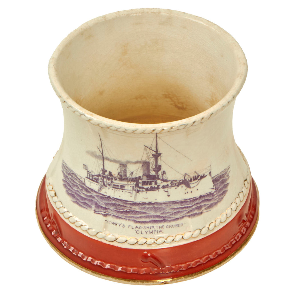 Original Spanish-American War USS Olympia “Dewey’s Flagship” Ceramic Spittoon by the Wheeling Pottery Co. Original Items