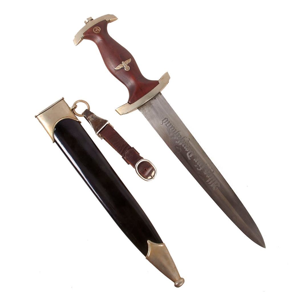 Original German Early WWII NSKK Dagger by Ernst Pack & Söhne of Solingen with Scabbard and Belt Hanger Original Items