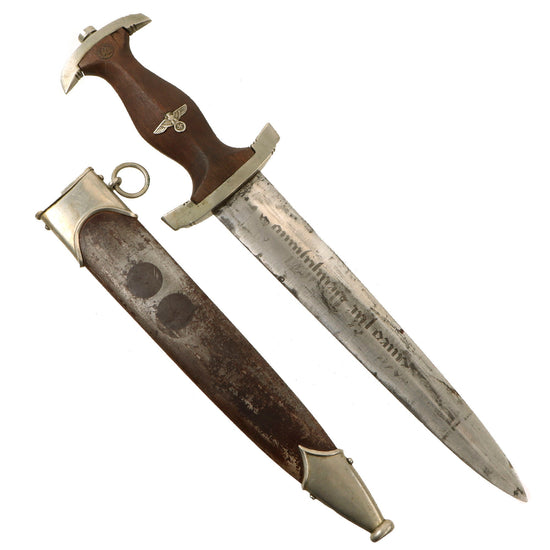 Original German WWII Early SA Dagger by E. Pack & Söhne of Solingen with Scabbard - Possible Ground Röhm Signature Original Items